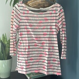 𝅺MERONA boat neck striped and floral print shirt